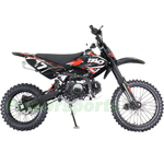 Fully Assembled and Tested! DB-T006 125cc Dirt Bike with 4-speed Manual Transmission, Kick start, Hydraulic Disc Brake! Big 17"/14" Wheels!