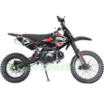 DB-T006 125cc Dirt Bike with 4-speed Manual Transmission, Kick start, Hydraulic Disc Brake! Big 17"/14" Wheels!